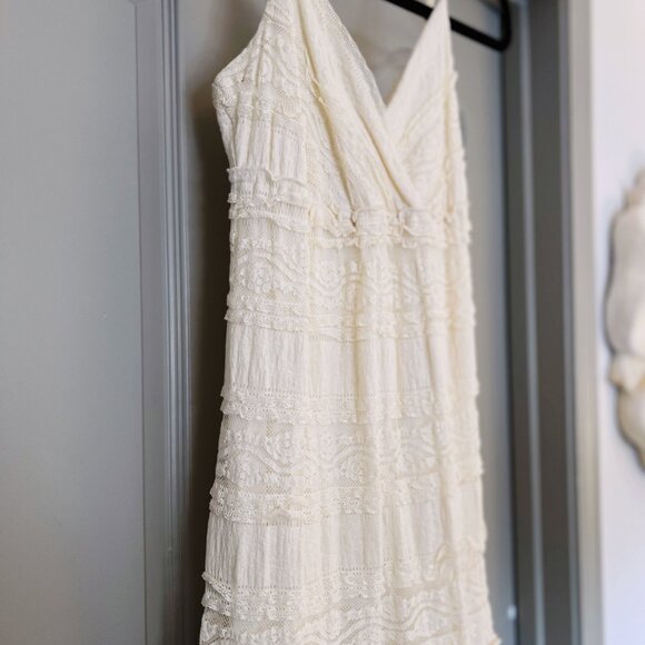 Willow & Clay Lace A-Line Maxi Dress | Ivory Boho Cottagecore | Size M - Picture 4 of 8